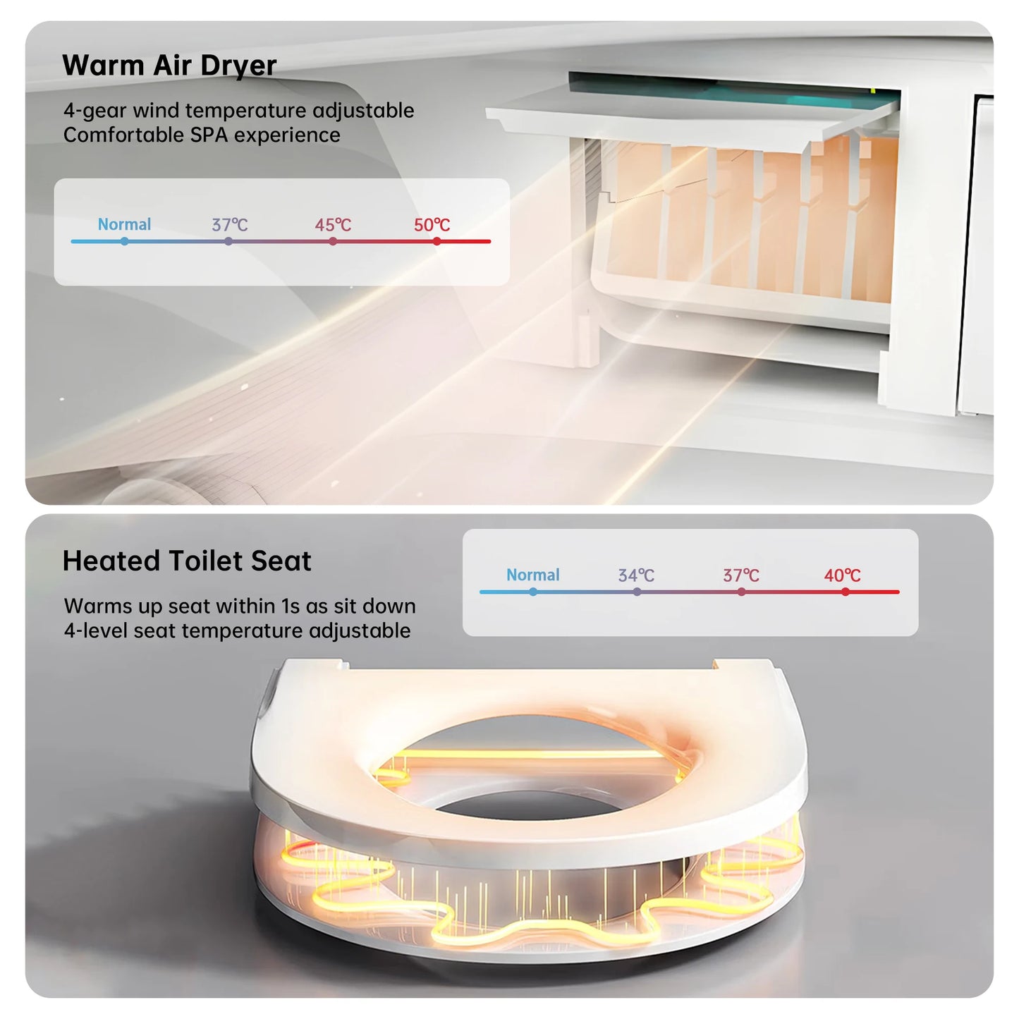 Smart Toilet With Built In Bidet Heated Seat Voice Control Dryer