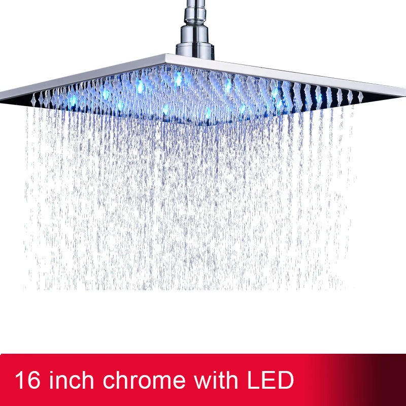 MYQualife LED Rainfall Shower Head Brass with Simple Mount