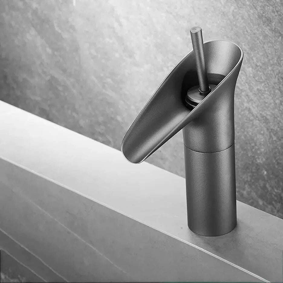 ZGRK Bathroom Faucet Single Lever Waterfall Basin Mixer Brass