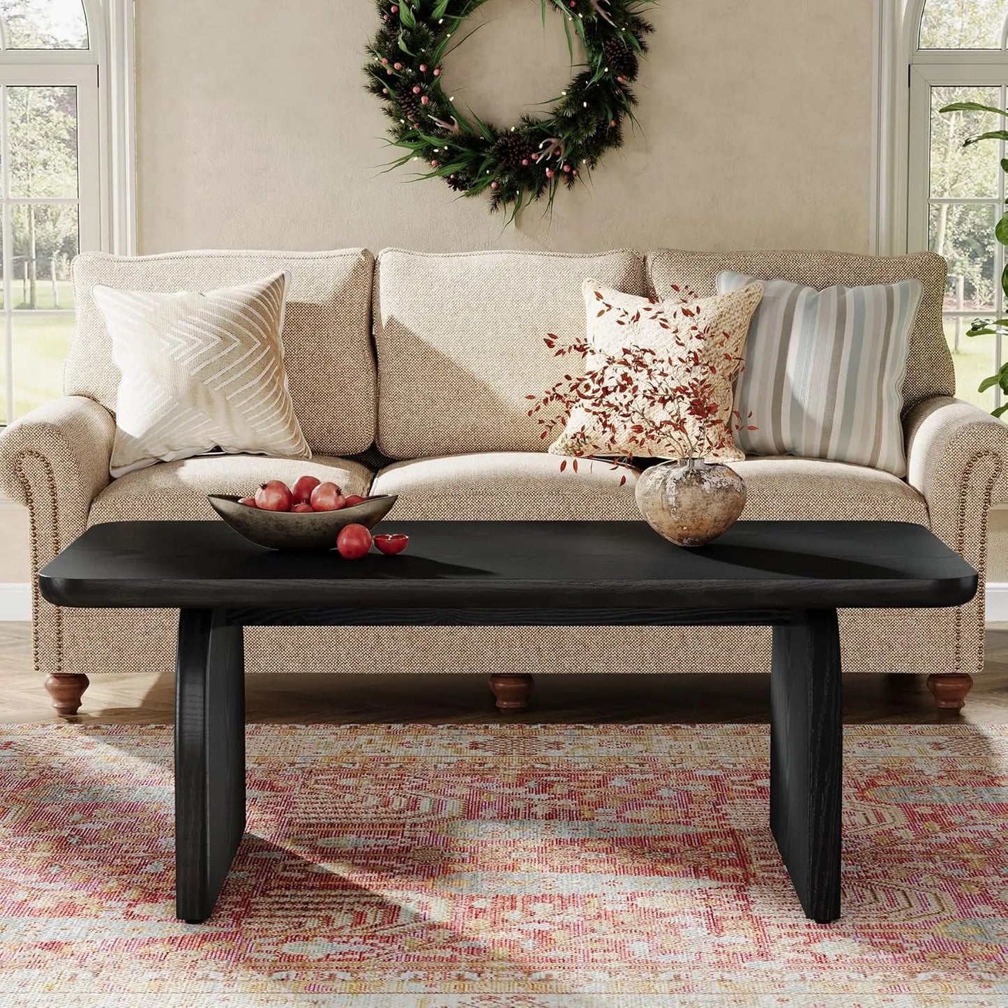Little Tree Farmhouse Rectangle Coffee Table for Living Room