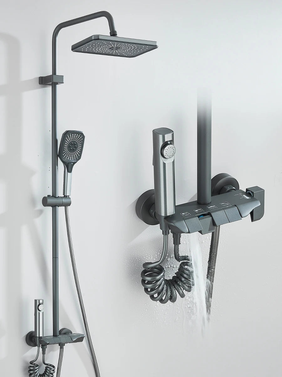 Quyanre 4 Way Piano Shower System With Rain Shower Bidet