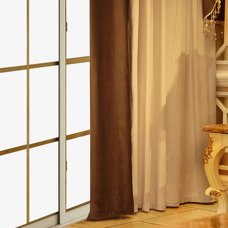 European Style Thickened Flannelette Curtain Set for Living Room