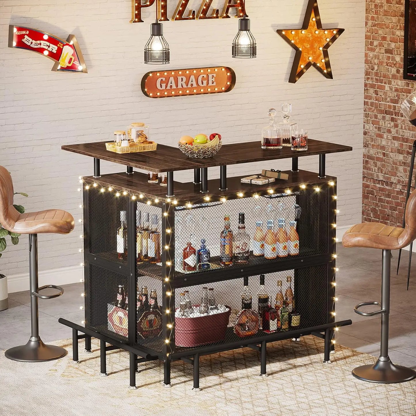 Little Tree Home Bar Unit L-Shaped With Stemware Racks