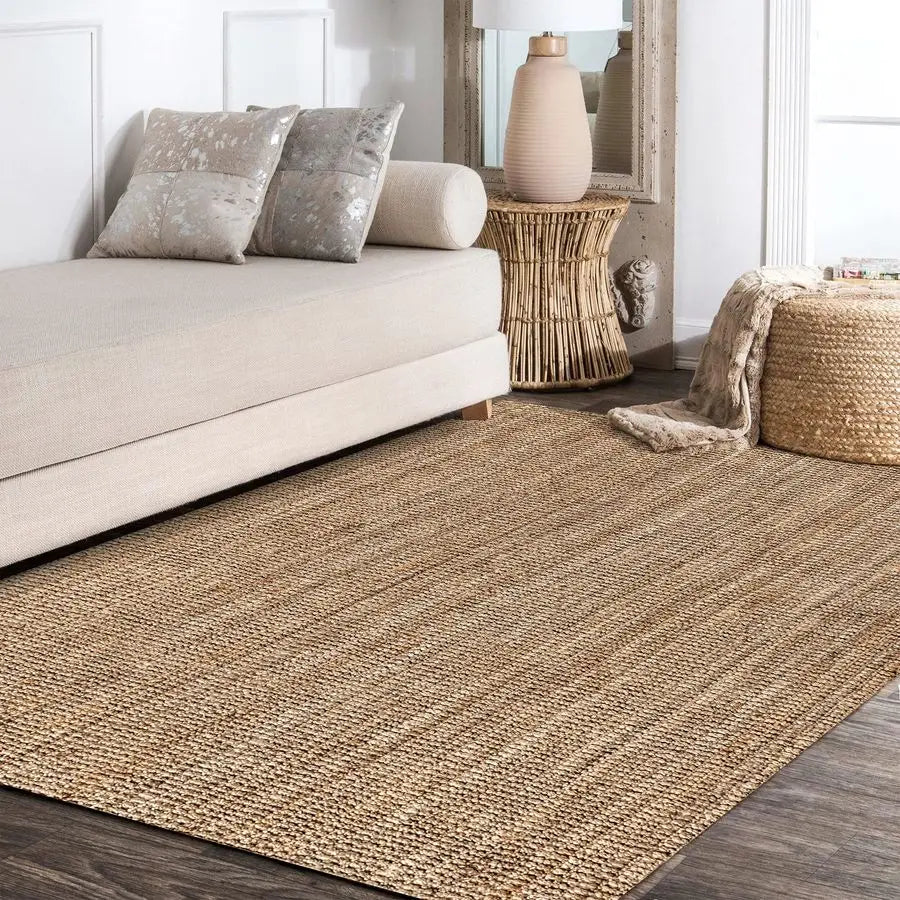 Hand Woven Jute Indoor Area Rug Bohemian Rustic Charm