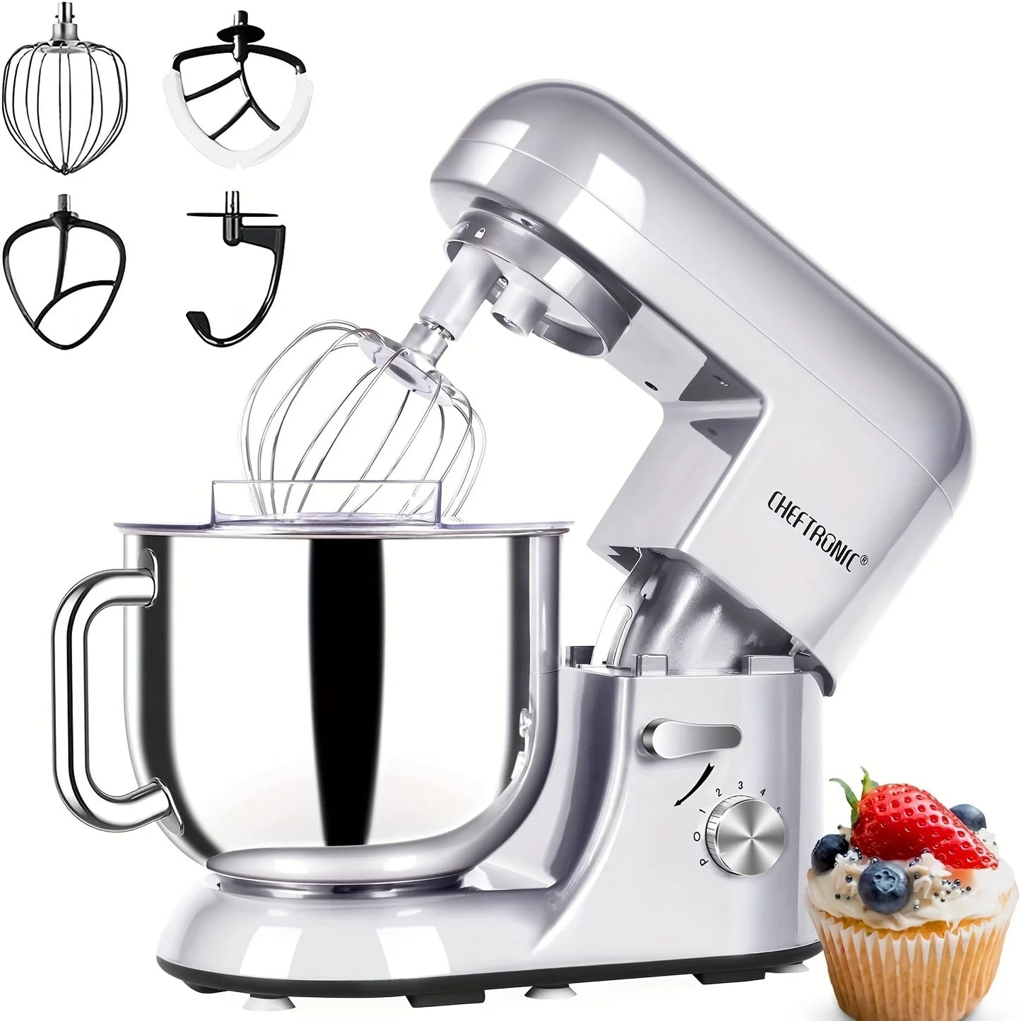 Cheftronic Tilt-Head Stand Mixer 650W With Milk Frother