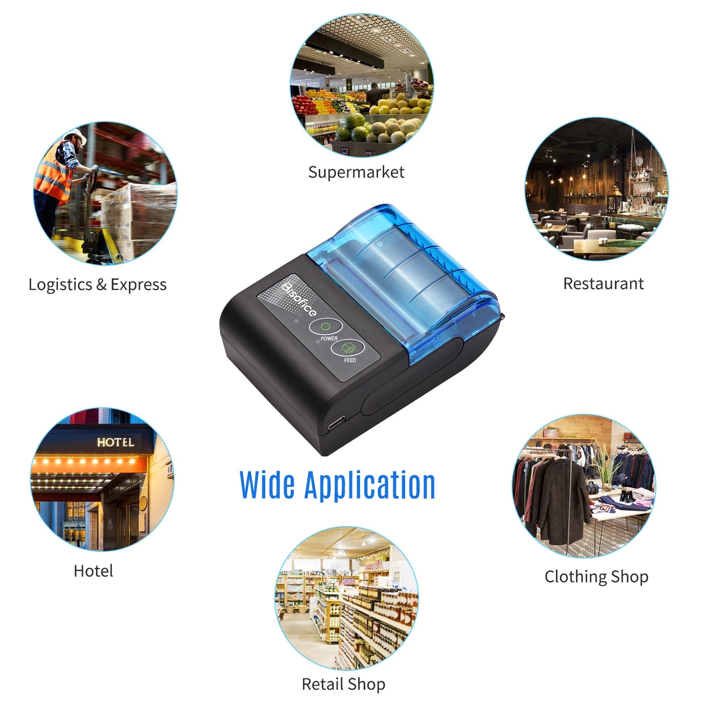 KKMOON Portable Mini Thermal Printer Wireless USB Receipt Printer