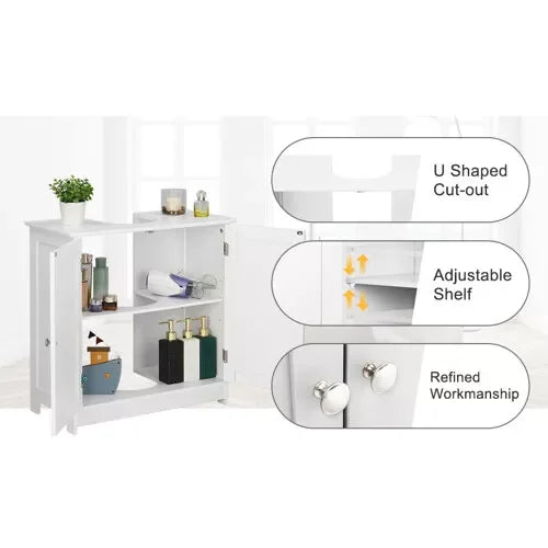 Under Sink Storage Vanity Cabinet With Double Doors And Shelves