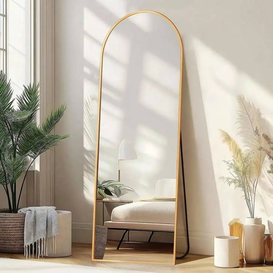 Arched Mirror Floor Wall Mounted Elegant Home Decor Reflection
