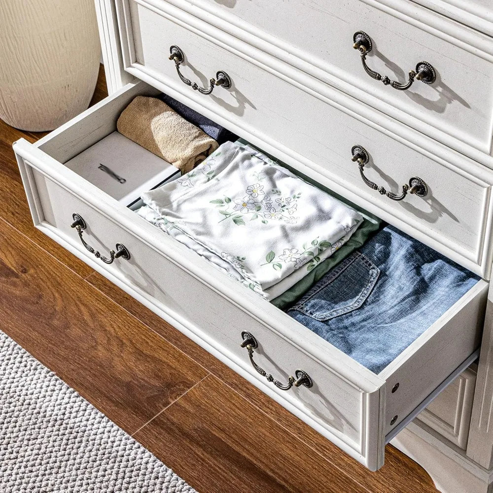 TIFICY Dresser With Charging Station And LED Light Six-Drawer
