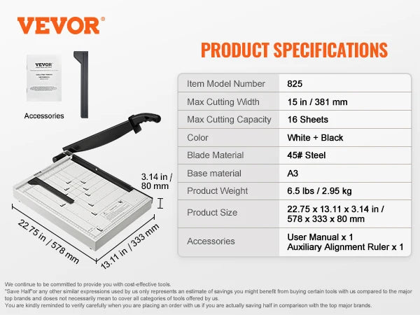 SucceBuy Paper Cutter Guillotine Trimmer Heavy Duty Home Office