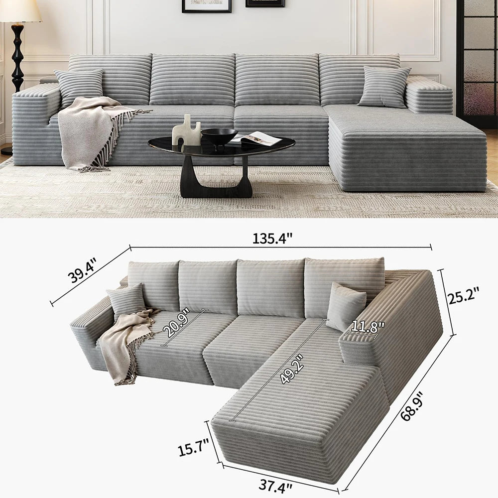 YQXHCN Cloud Module Sofa Set Velvet Corduroy Modular