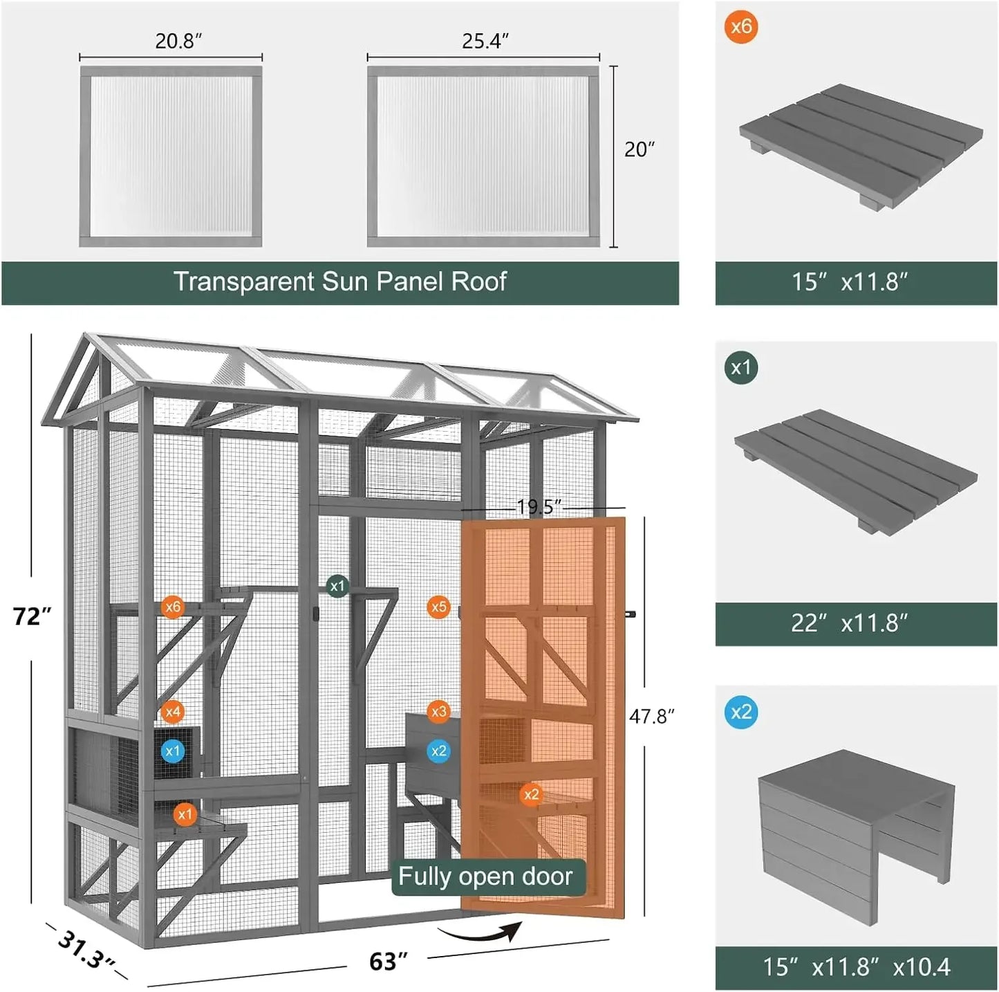 XMSJ Catio Outdoor Cat Enclosure For Multiple Cats Walk-In With Waterproof Roof