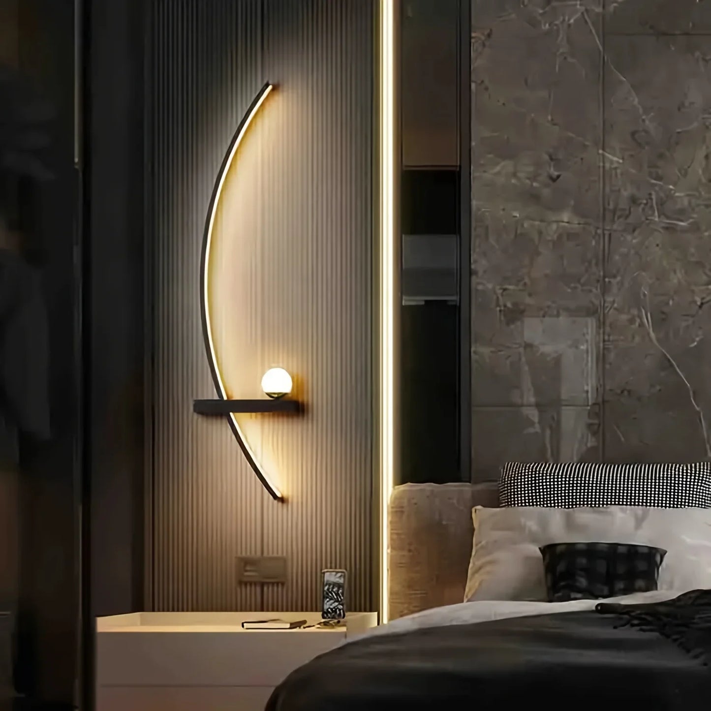 Two-Pack Modern Adjustable LED Wall Sconce Arc Bedside Lamp