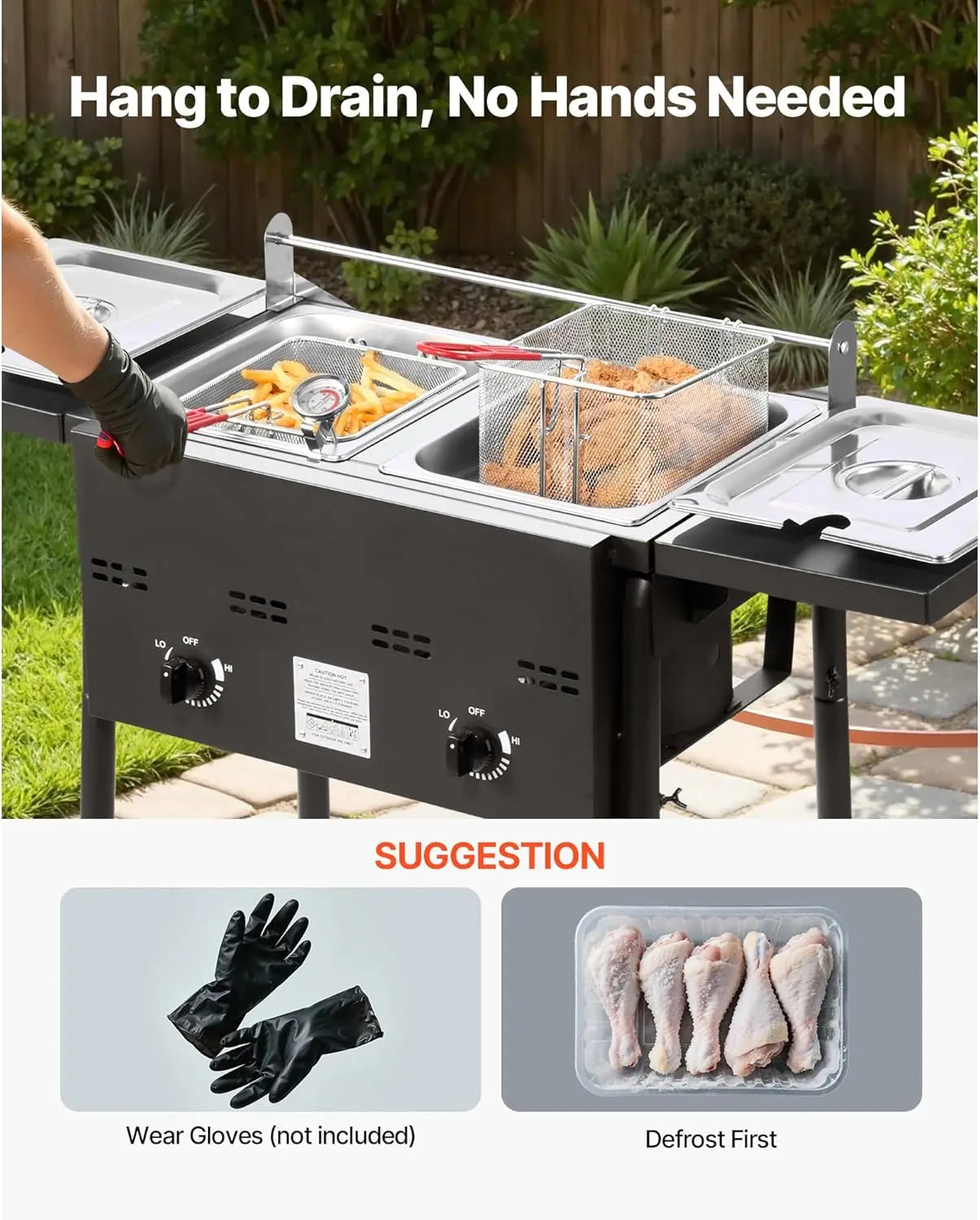 Outdoor Propane Deep Fryer With Double Burners And Stainless Steel