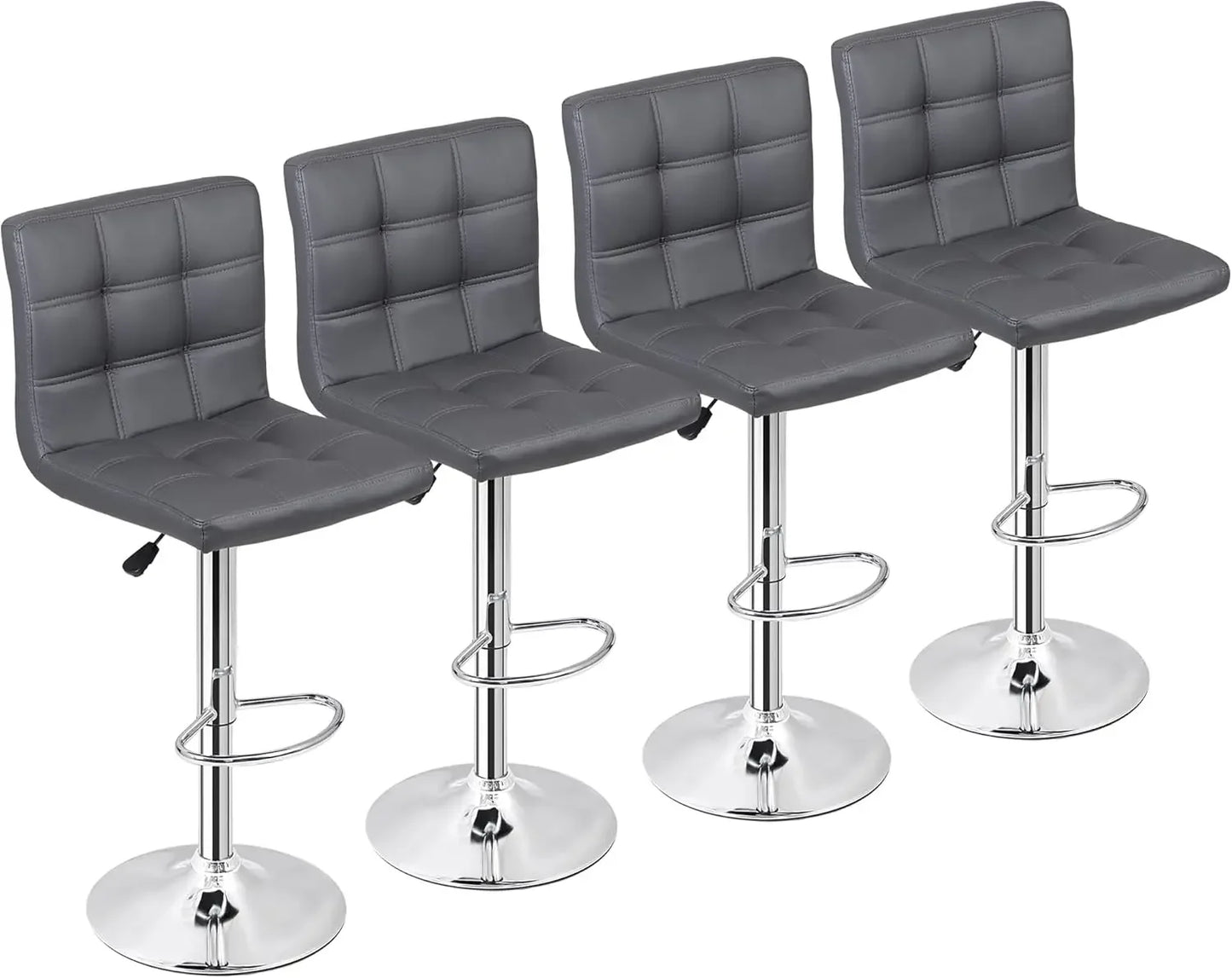 Set Of 4 Adjustable Swivel Barstools In PU Leather