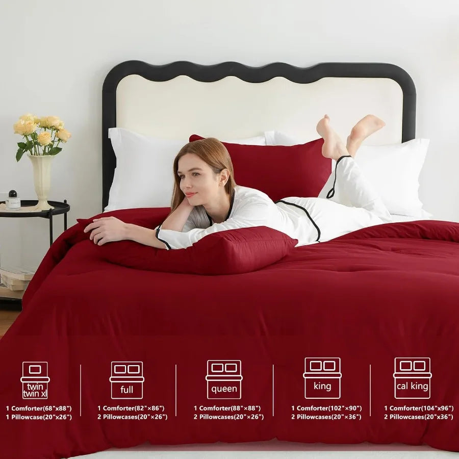 Comforter Set 3 Piece Fleece Quilted Breathable Bedding