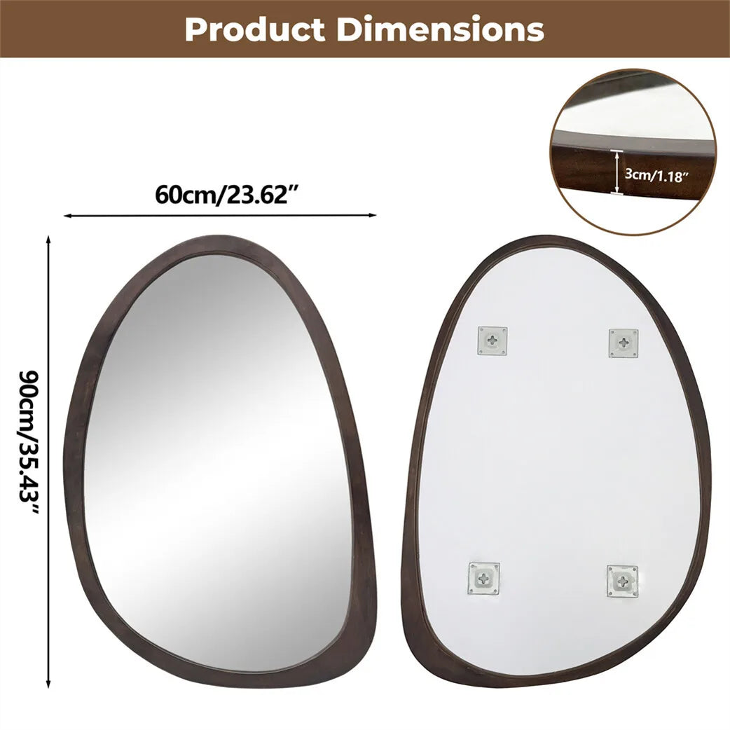 BORWART Wall Mirror With Black Walnut Wood Frame Industrial