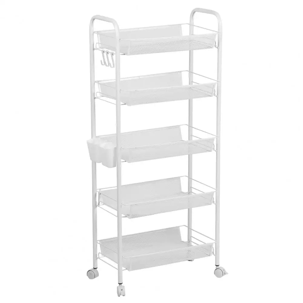 Fruit Vegetable Storage Basket, 5 Tier Stackable Metal Mesh Storage Basket with 360 Degree Wheels, Fruit Vegetable Produce Baske