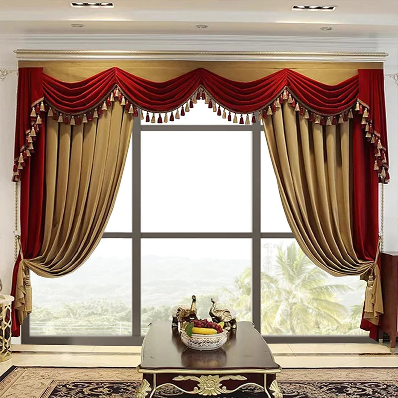 European Luxury Flannelette Curtains Thickened for Living Room and Bedroom