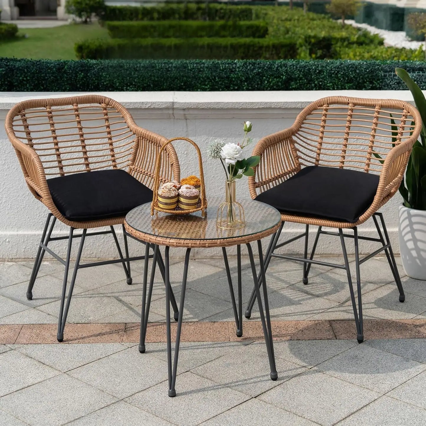 Outdoor Wicker Bistro Set Patio Furniture