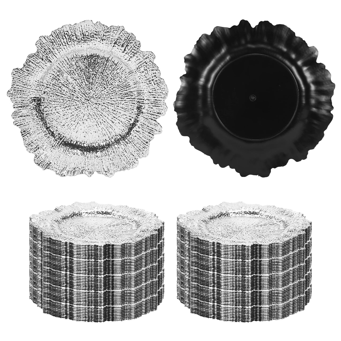 100PCS Decoration Dinner Plate Reusable Household Decor Tableware 12In for Wedding Catering Parties Restaurant Home Use