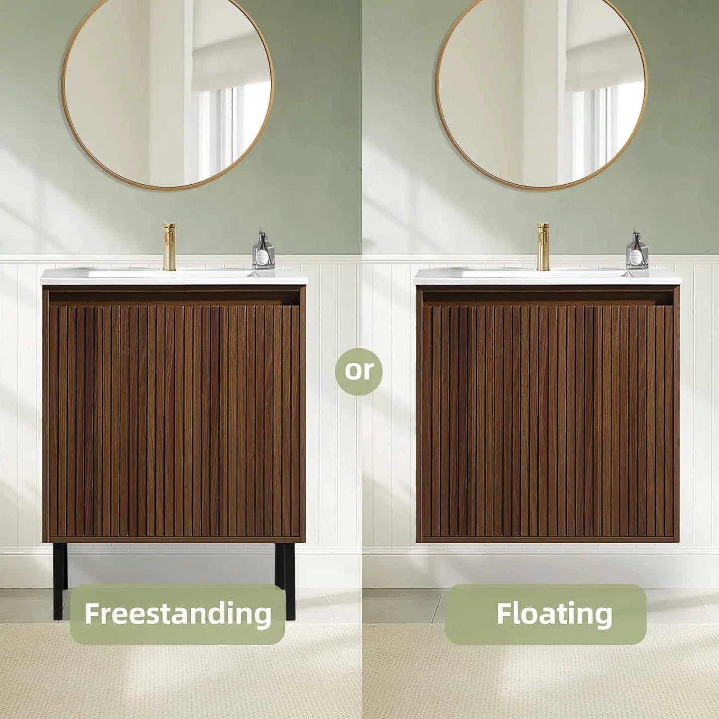 Bathroom Vanity With Sink Modern Wall Mount Space Saving