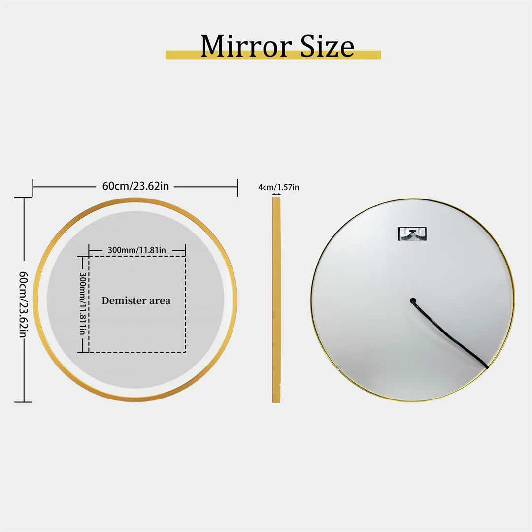 LUVODICRI Waterproof LED Bathroom Mirror Defog 3 Color Dimming