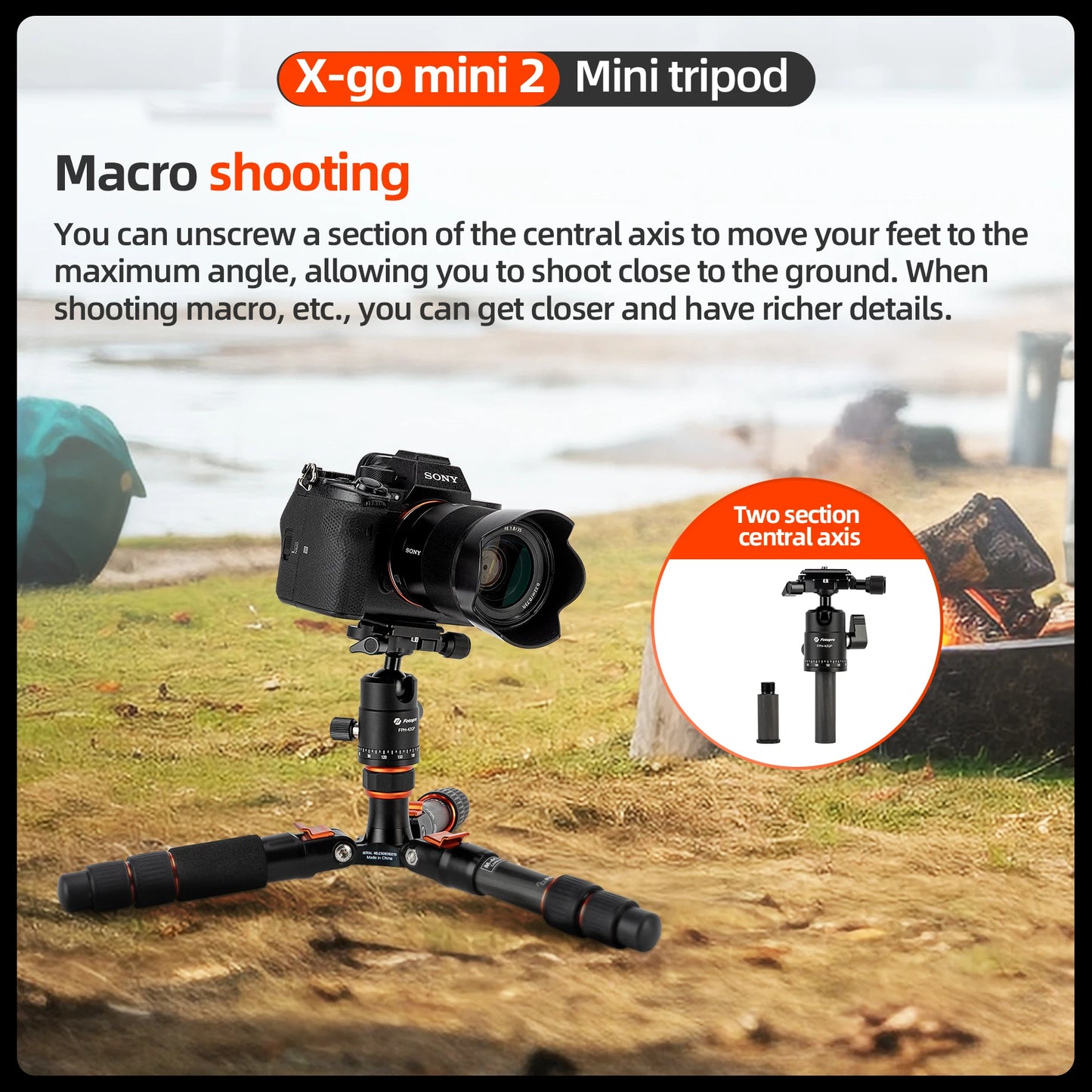 Fotopro X-GO MINI2 Mini Tripod with Ball Head for Cameras