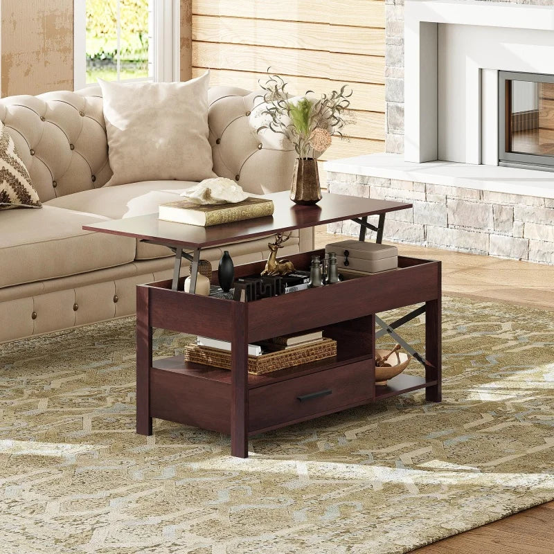 Galaxhero Lift Top Coffee Table With Hidden Compartment Storage Shelf