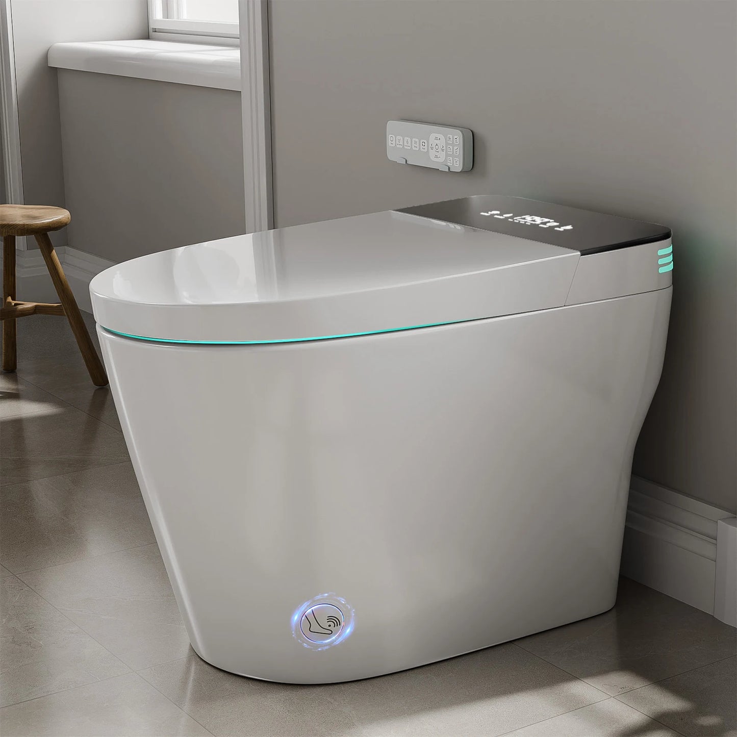Smart Toilet With Built-In Bidet Auto Open Close Dual Flush