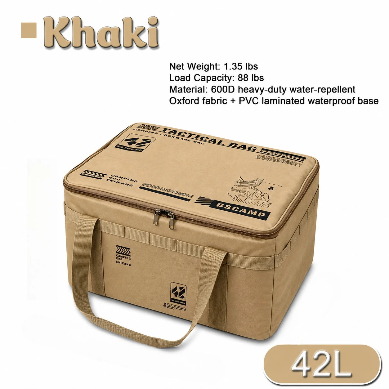 YCB1 42L Tactical Camping Storage Bag Large Capacity Foldable Reusable Ideal for Picnic Utensils and Outdoor Gear