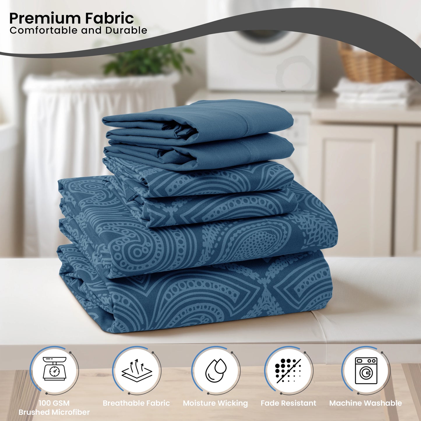 LDC Lux Decor Collection Paisley Microfiber Sheet Set Wrinkle-Free