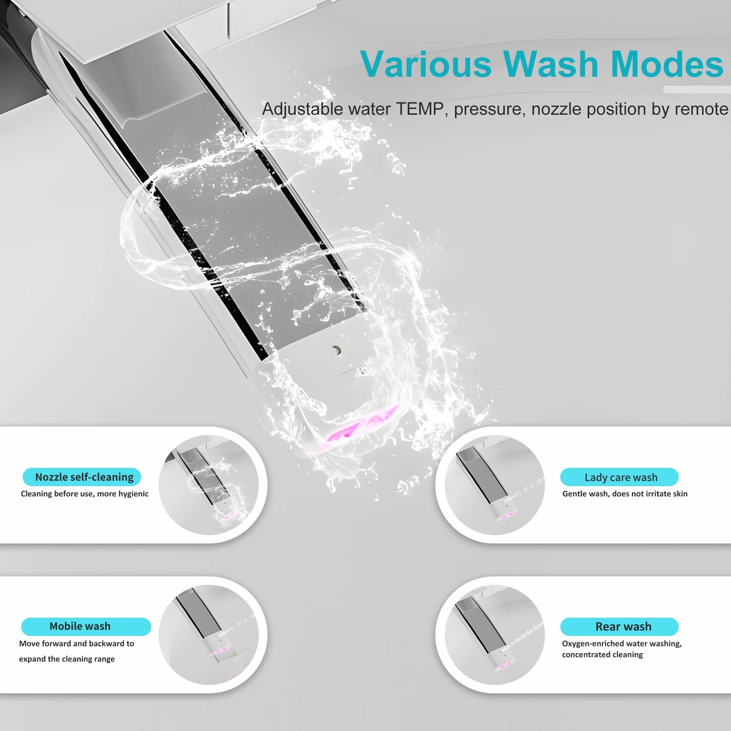 Smart Toilet With Built-In Bidet Auto Open Close Dual Flush