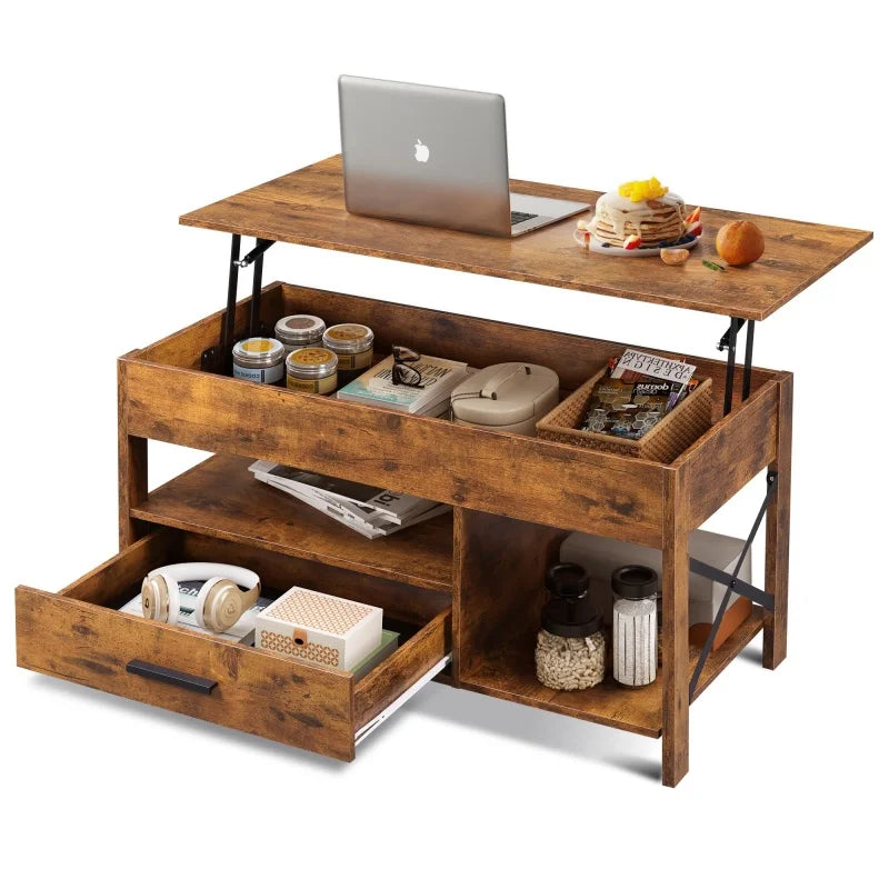 Galaxhero Lift Top Coffee Table With Hidden Compartment Storage Shelf