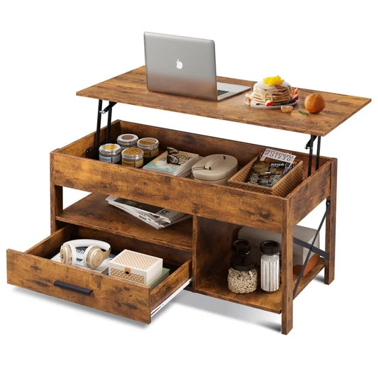 Galaxhero Lift Top Coffee Table With Hidden Compartment Storage Shelf