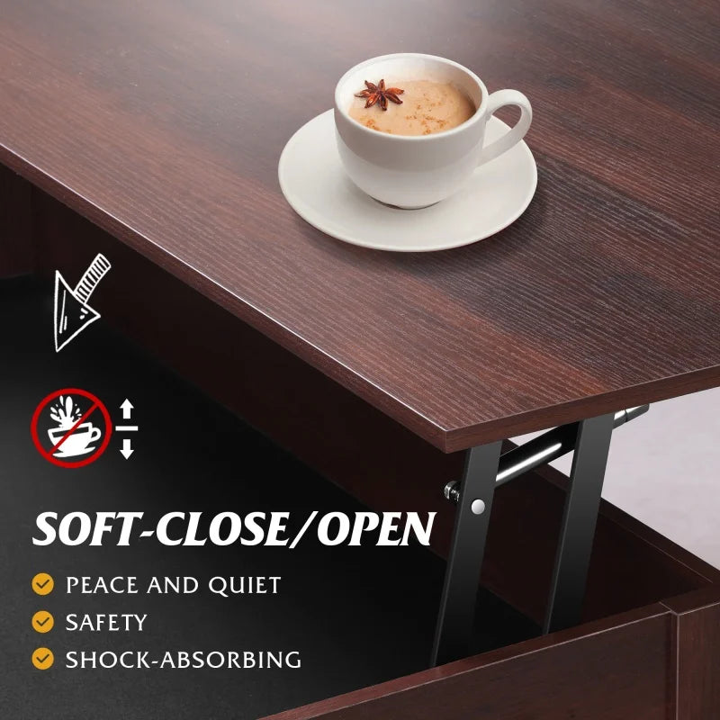 Galaxhero Lift Top Coffee Table With Hidden Compartment Storage Shelf