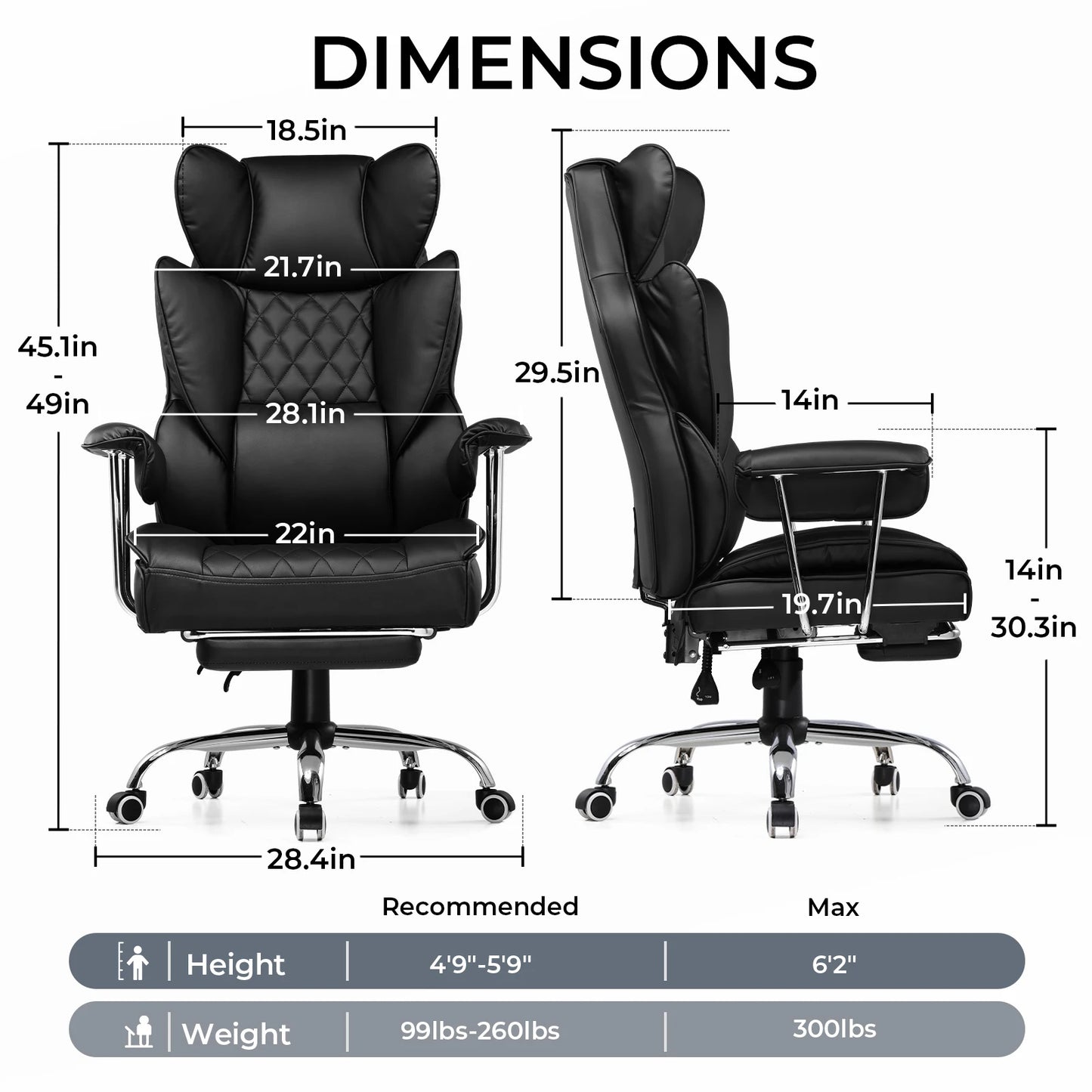 COMHOMA Big and Tall Gaming Chair With Pocket Spring Lumbar