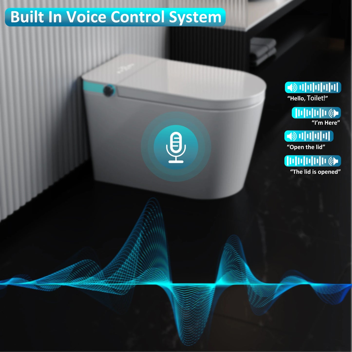 Smart Toilet With Built In Bidet Heated Seat Voice Control Dryer