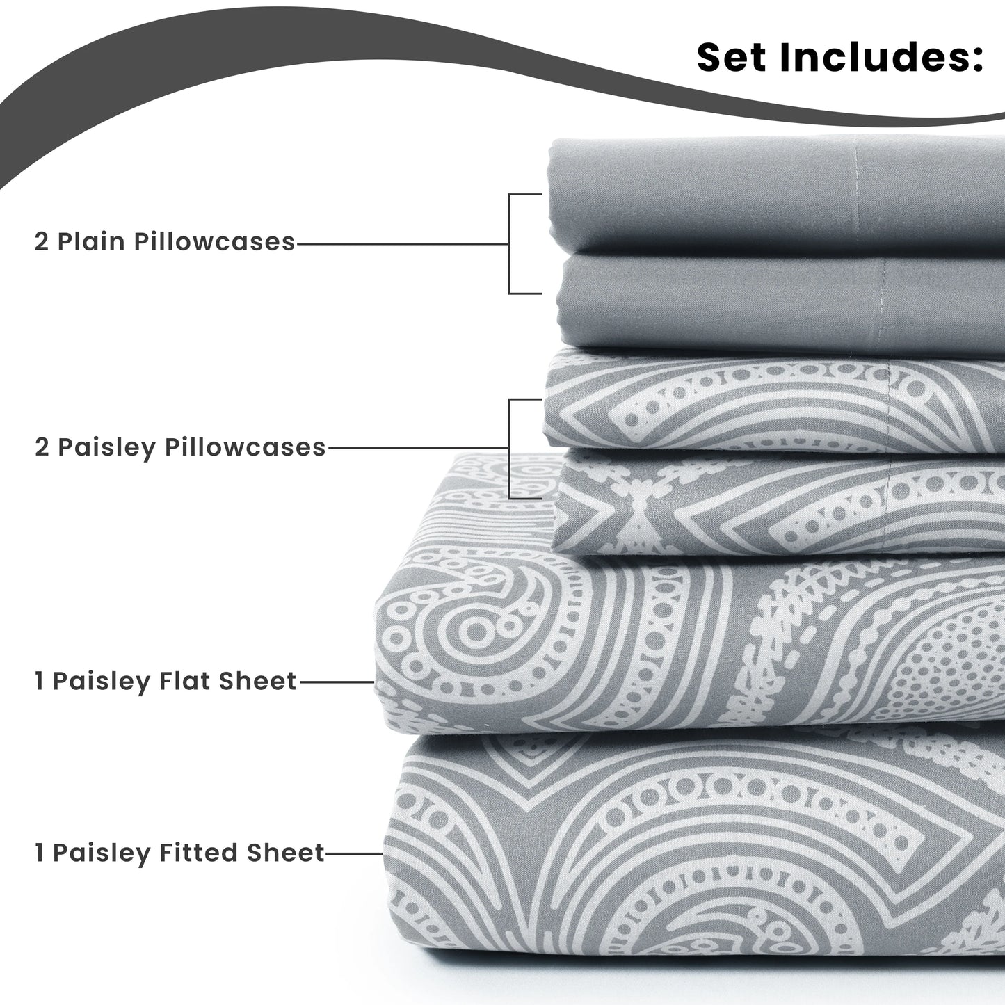 LDC Lux Decor Collection Paisley Microfiber Sheet Set Wrinkle-Free