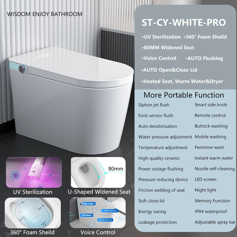 Smart Toilet With Built In Bidet Heated Seat Voice Control Dryer