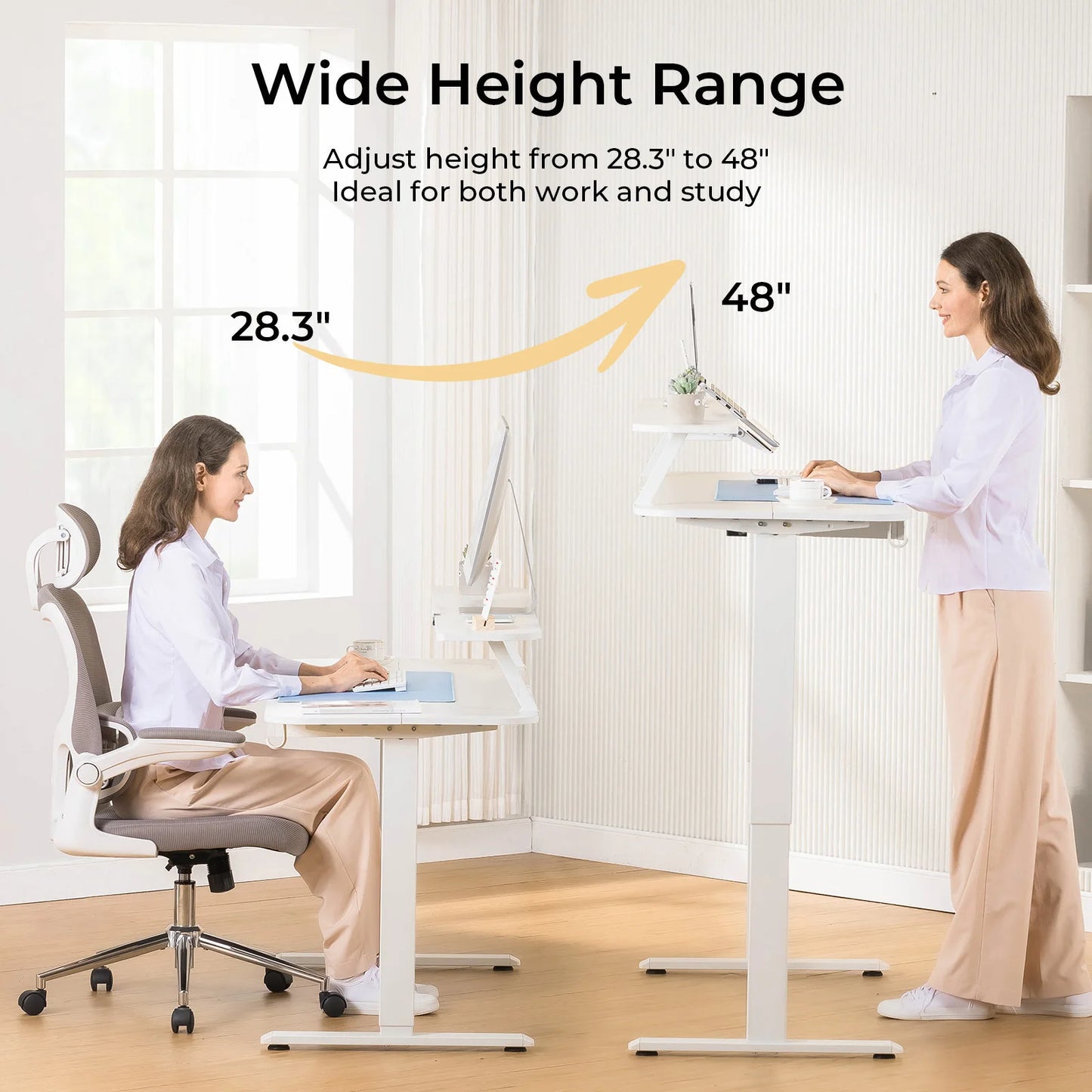 Electric Standing Desk With Drawers Sit Stand Height Adjustable Ergonomic