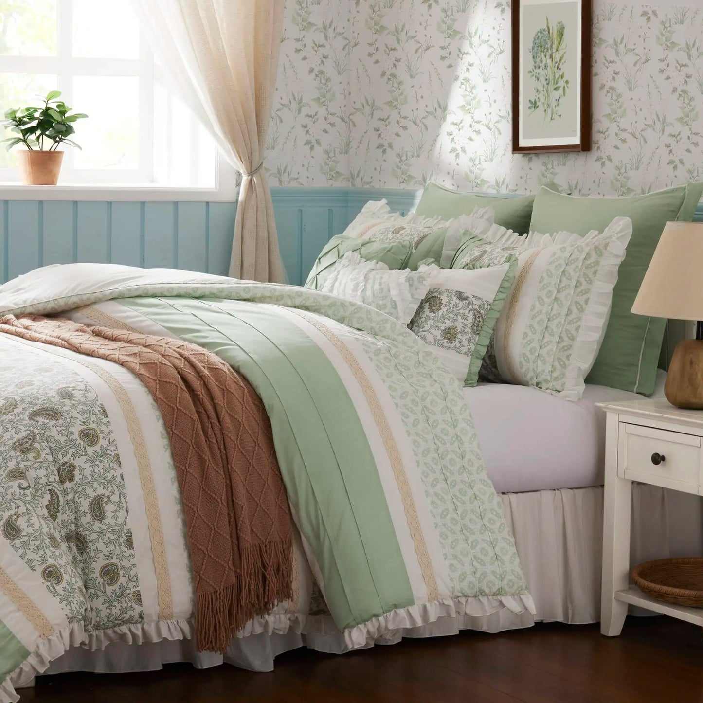Cotton Percale Comforter Set 9 Piece