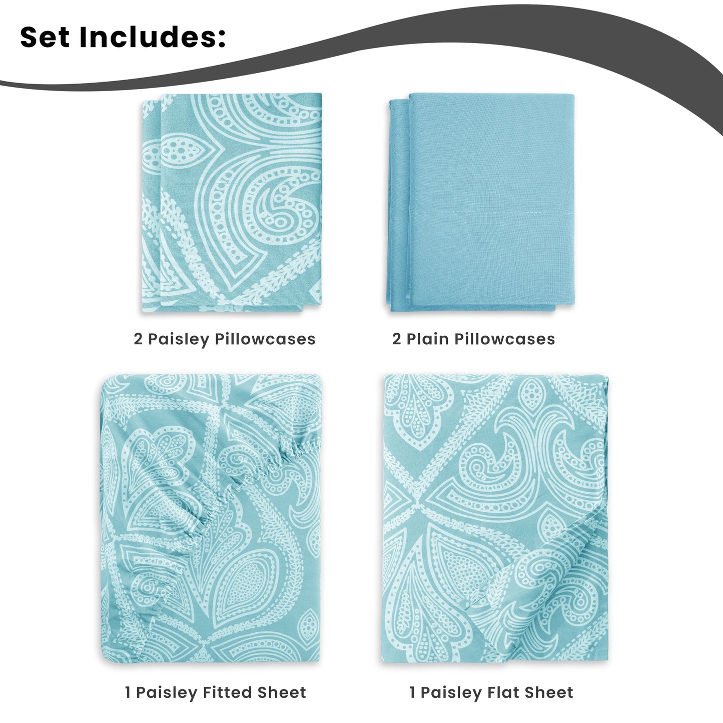 LDC Lux Decor Collection Paisley Microfiber Sheet Set Wrinkle-Free