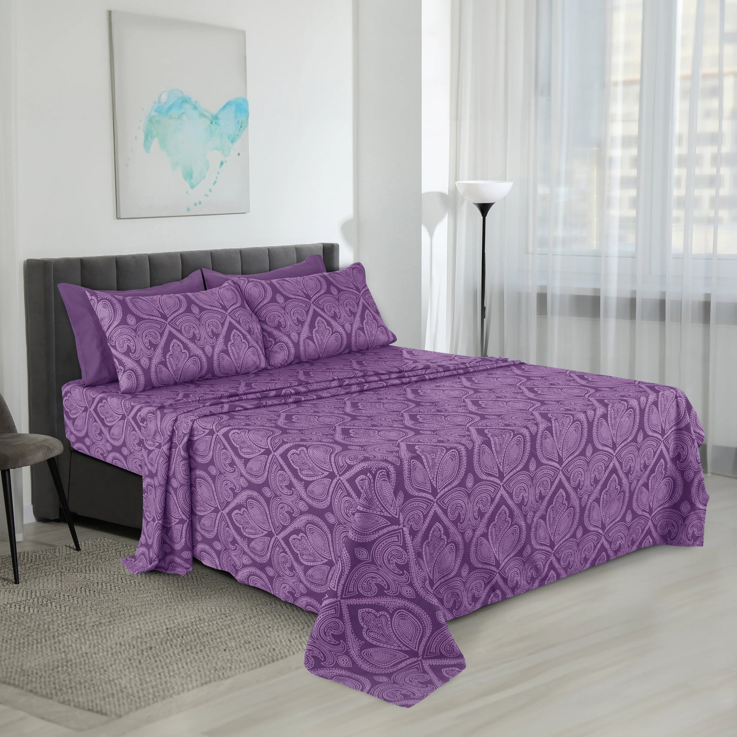 LDC Lux Decor Collection Paisley Microfiber Sheet Set Wrinkle-Free