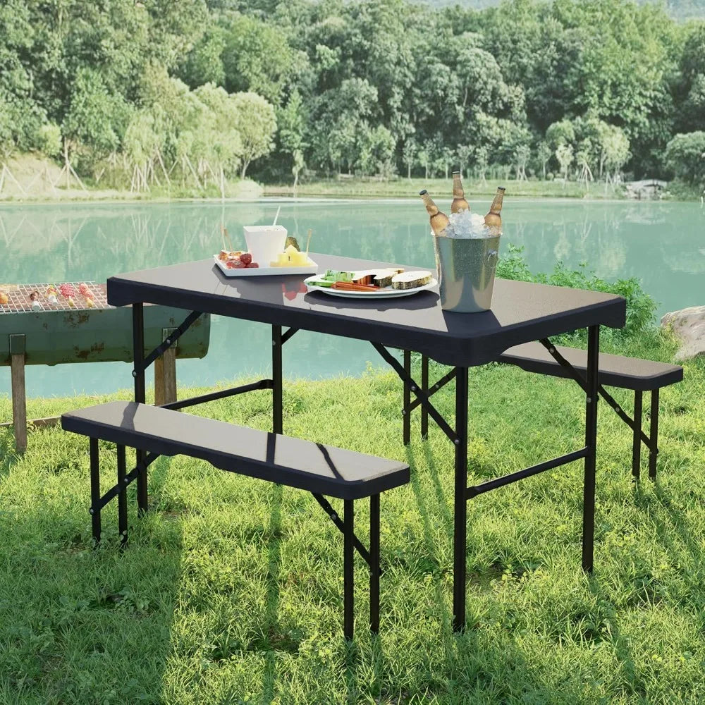 Folding Picnic Table Bench Set for Outdoor Dining Space-Saving