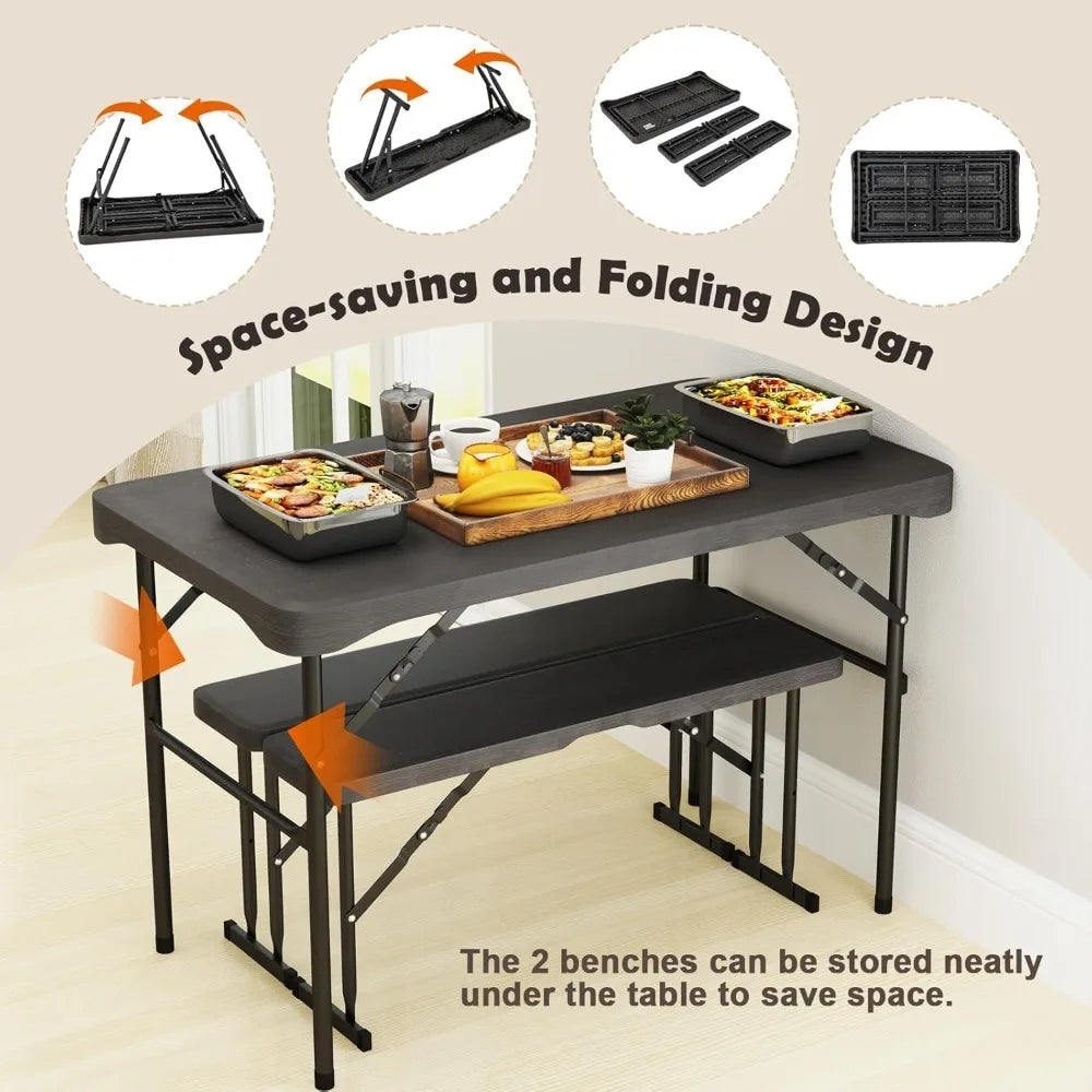 Folding Picnic Table Bench Set for Outdoor Dining Space-Saving