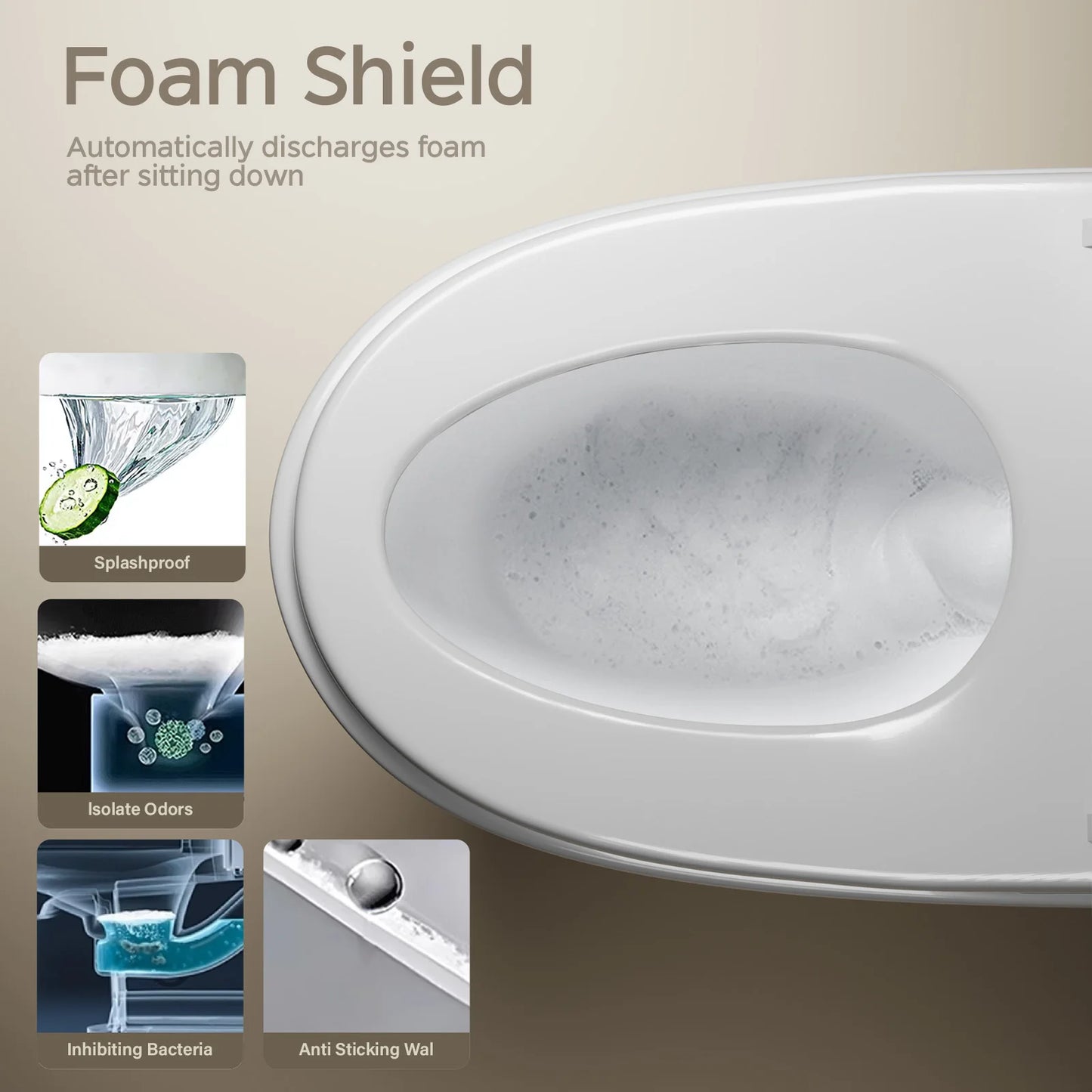 Smart Toilet With Built-In Bidet Auto Open Close Dual Flush