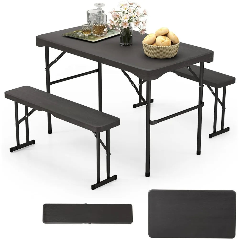 Folding Picnic Table Bench Set for Outdoor Dining Space-Saving