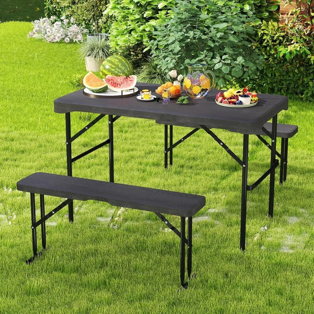 Folding Picnic Table Bench Set for Outdoor Dining Space-Saving