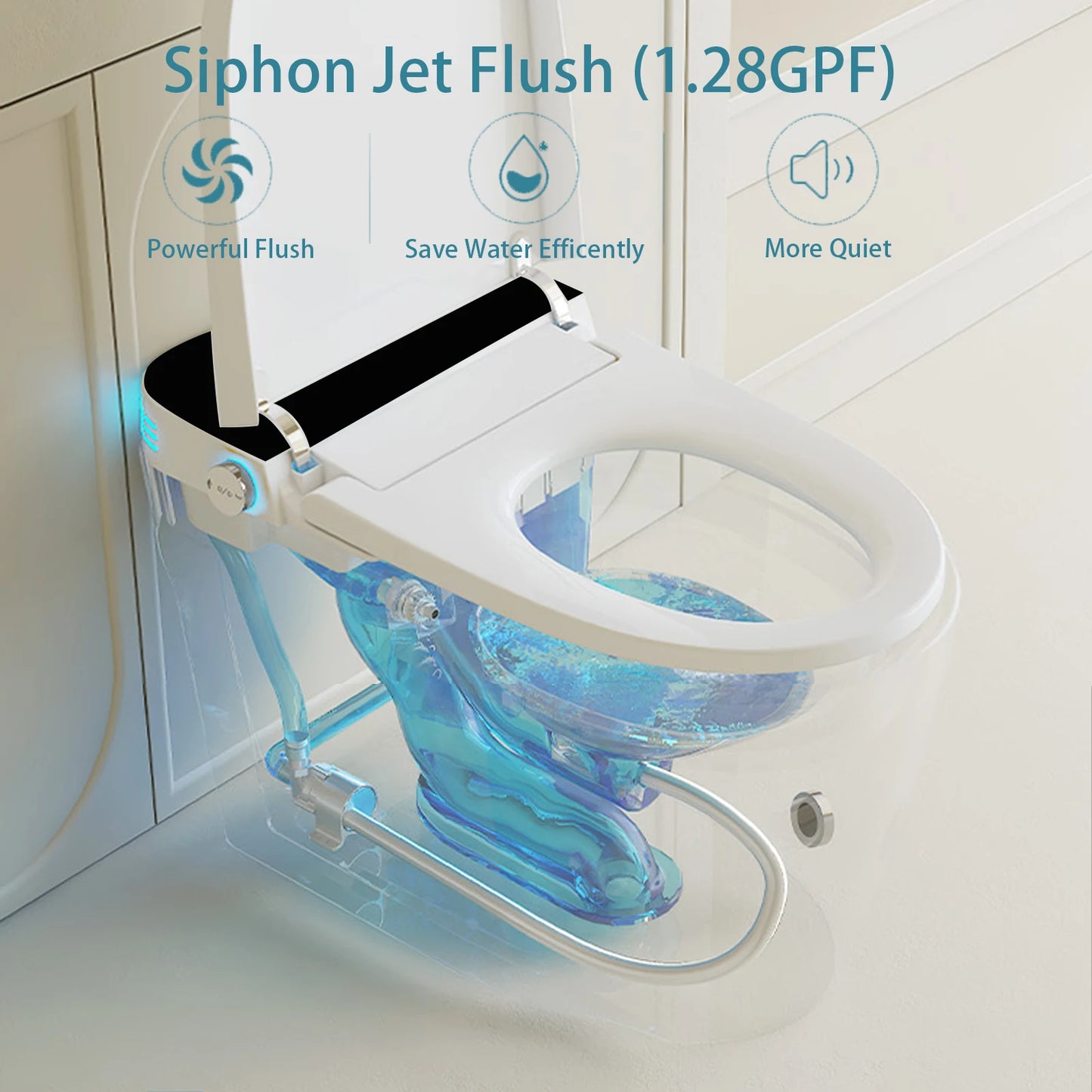Smart Toilet With Built-In Bidet Auto Open Close Dual Flush